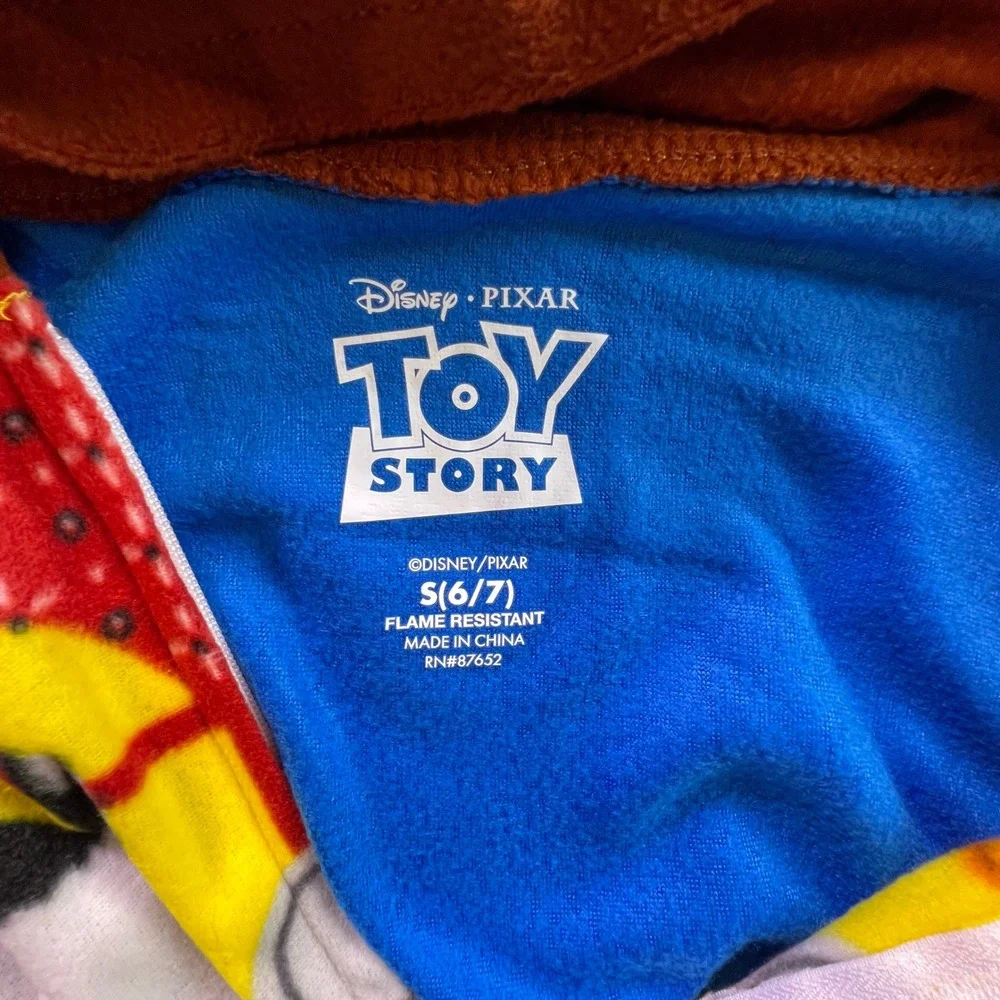 Disney Toy Story Woody Kids Hooded One Piece Pajamas Union Suit Blue Yellow S